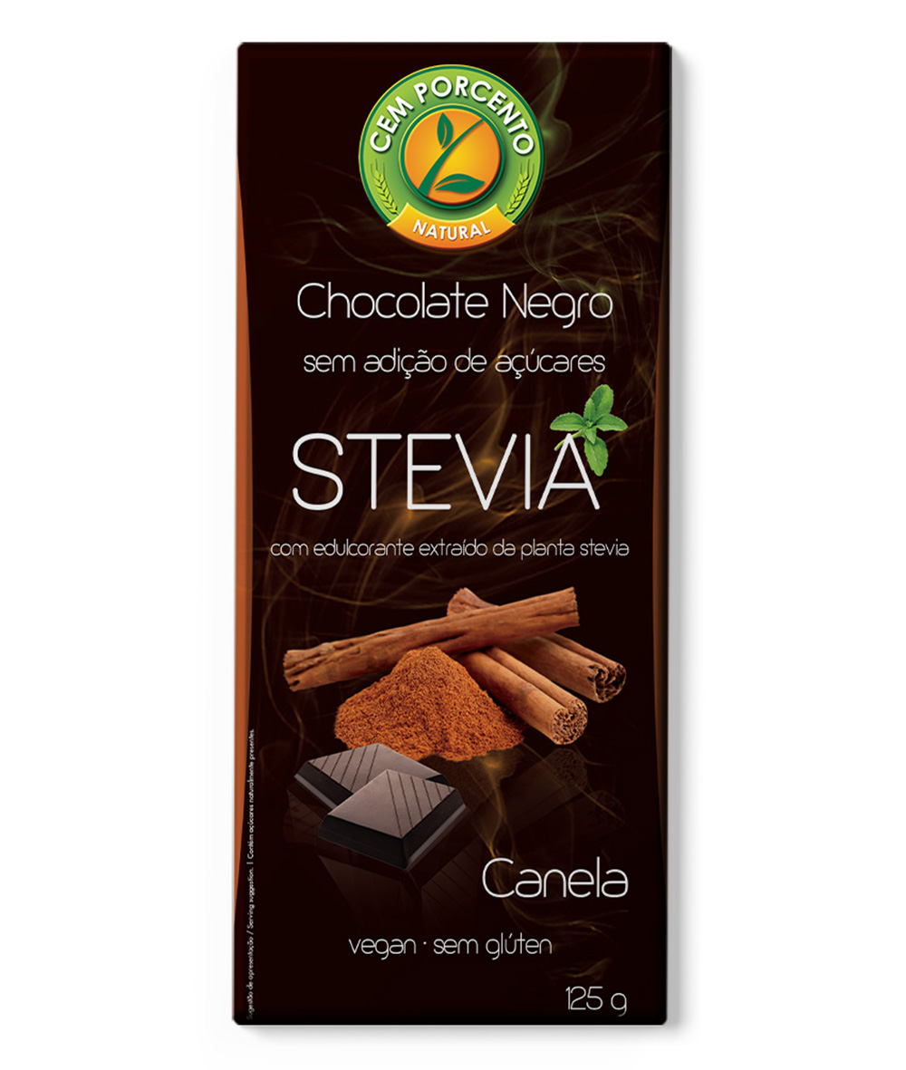 chocolate negro com canela stevia 125g